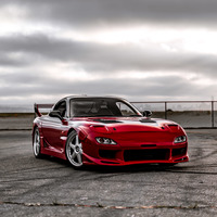 Red 1992 Mazda RX-7 on Silver/Chrome Racing Hart CR