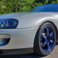 Silver/Chrome 1997 Toyota Supra on Blue Volk Racing TE37 Magnesium
