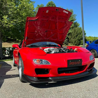 Red 1993 Mazda RX-7 on Silver/Chrome Enkei RPF1