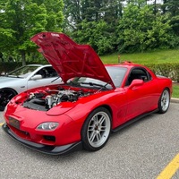 Red 1993 Mazda RX-7 on Silver/Chrome Enkei RPF1