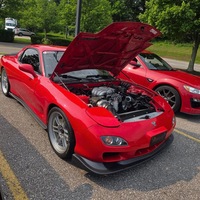 Red 1993 Mazda RX-7 on Silver/Chrome Enkei RPF1