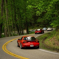 Red 1993 Mazda RX-7 on Silver/Chrome Enkei RPF1