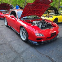 Red 1993 Mazda RX-7 on Silver/Chrome Enkei RPF1