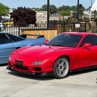 Red 1993 Mazda RX-7 on Silver/Chrome Enkei RPF1