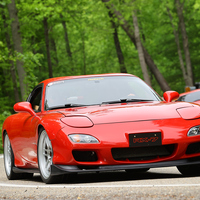 Red 1993 Mazda RX-7 on Silver/Chrome Enkei RPF1